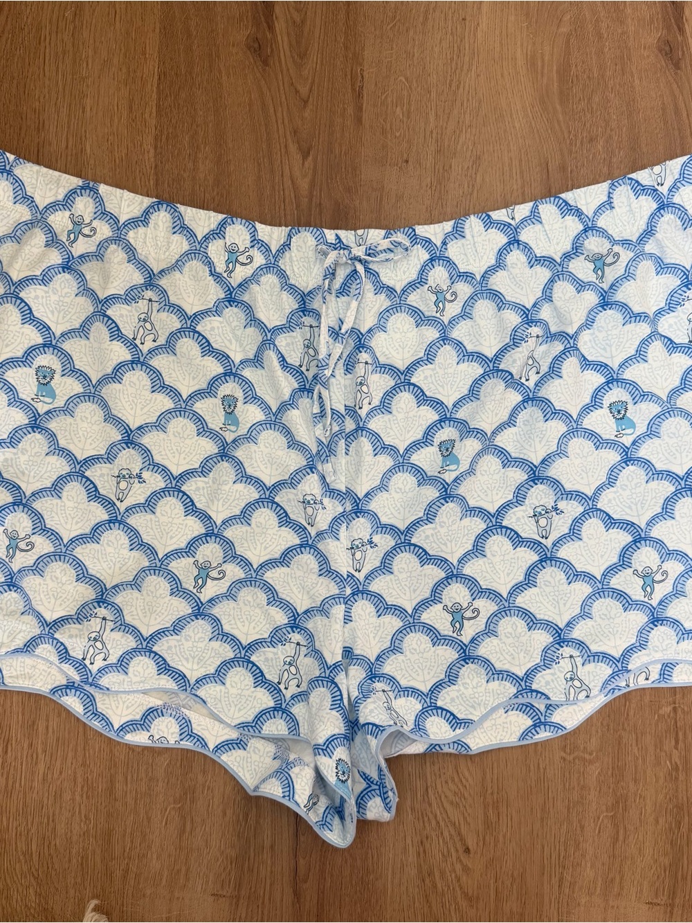 Roller Rabbit Blue Geo Trellis Animal Print Pajama Sleep Shorts Lounge Size 4X